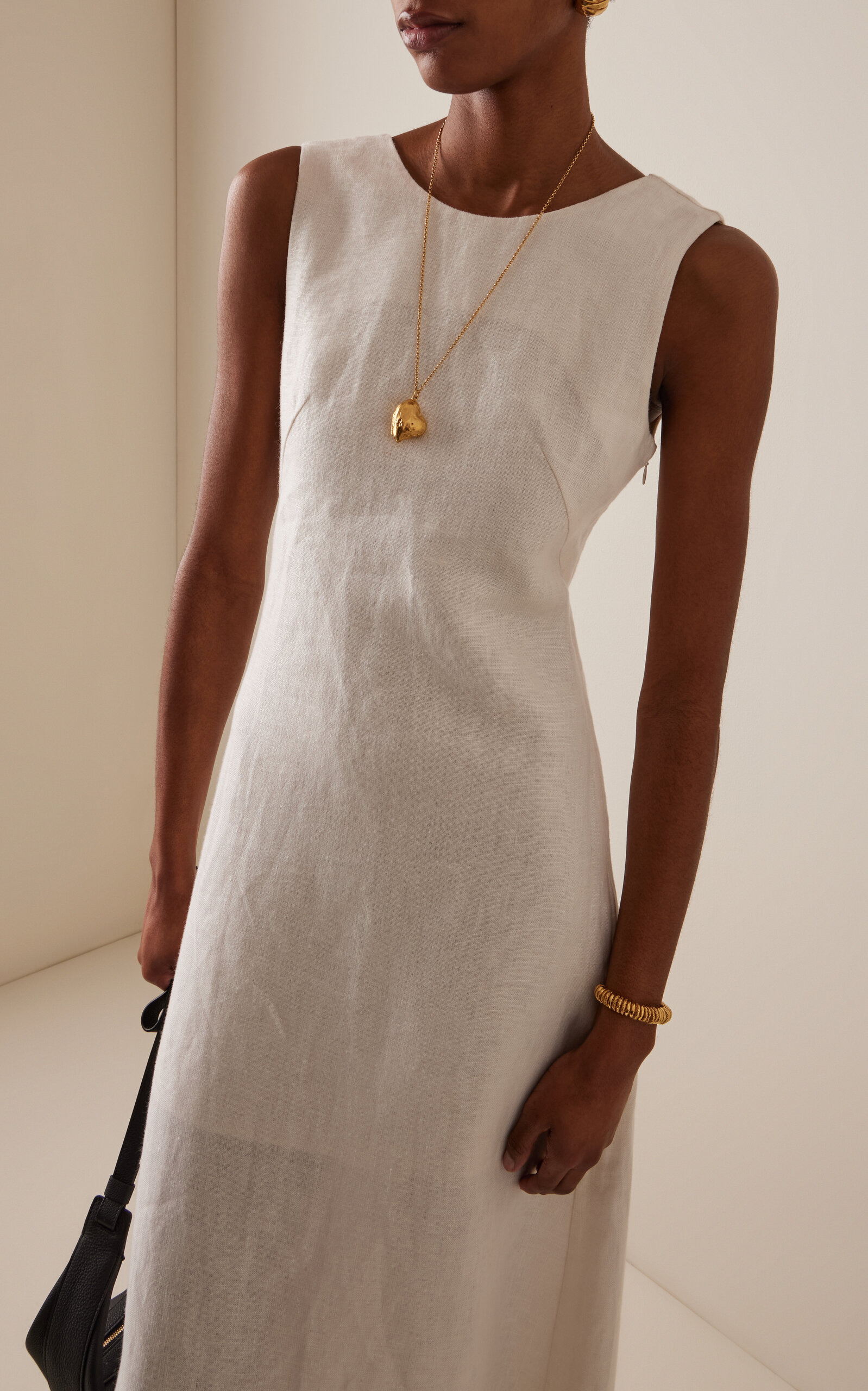 Matilda Open-Back Linen Maxi Dress white - 3