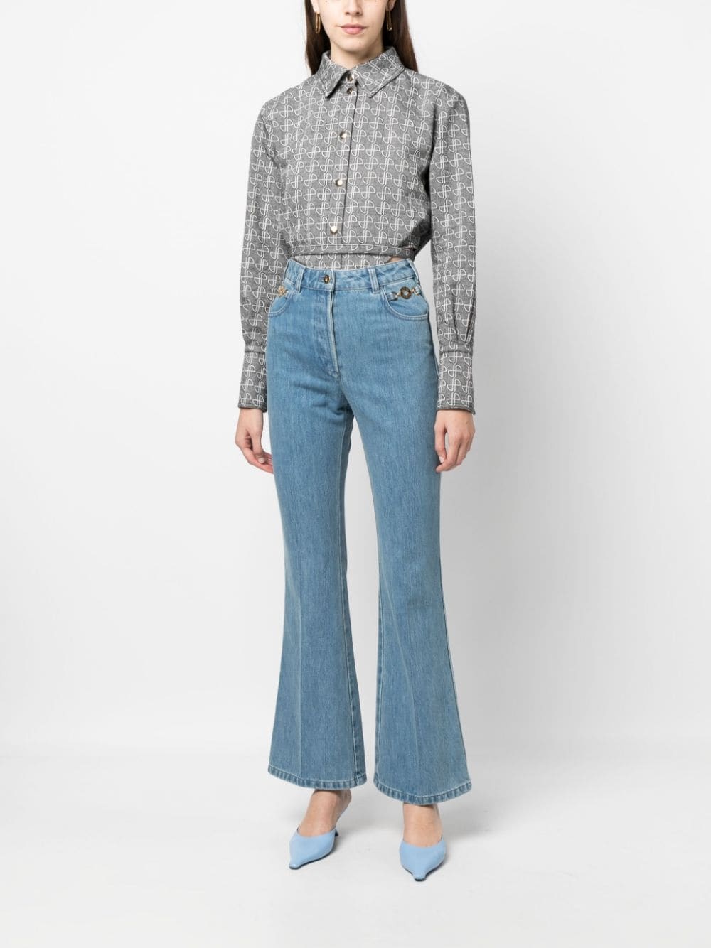 organic-denim flared jeans - 2