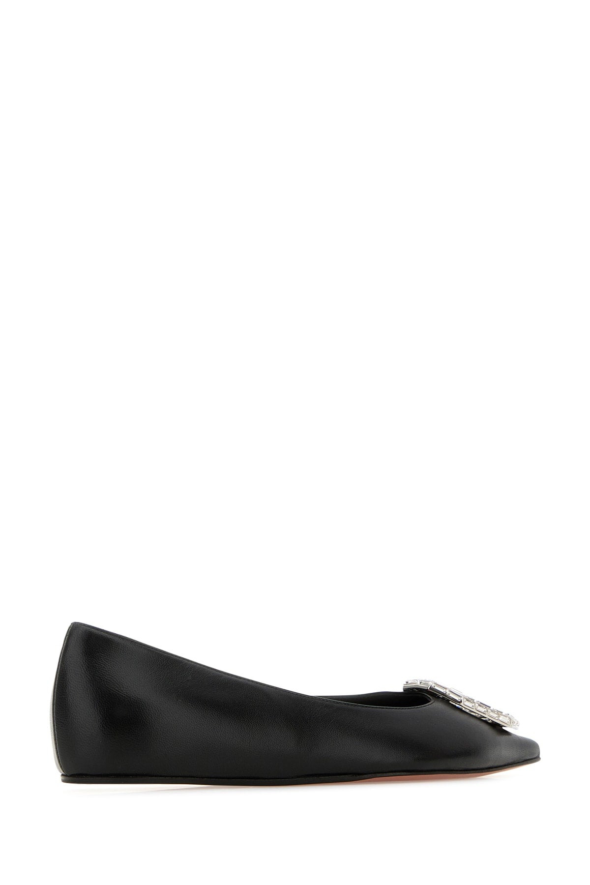 Amina Muaddi Women Camelia Flat Nappa Black  White Buc - 3