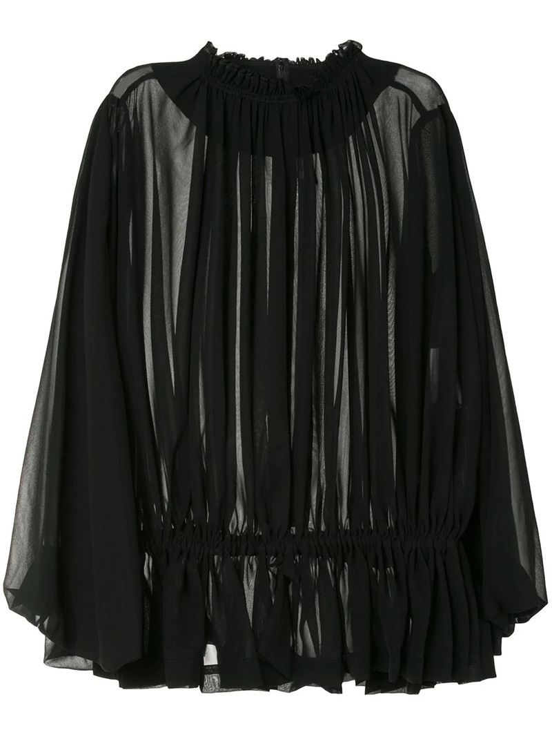 draped semi-sheer blouse 1