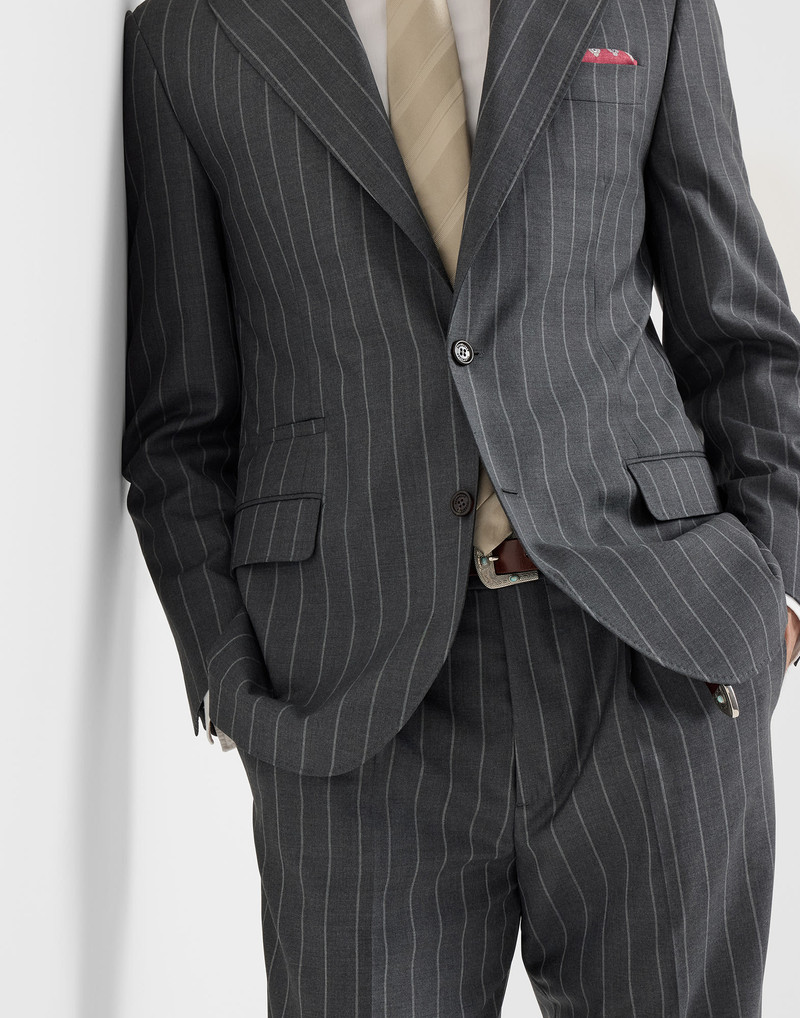 Super 150s virgin wool wide chalk stripe batavia Tailor suit: peak-lapel jacket and pleated trousers 3