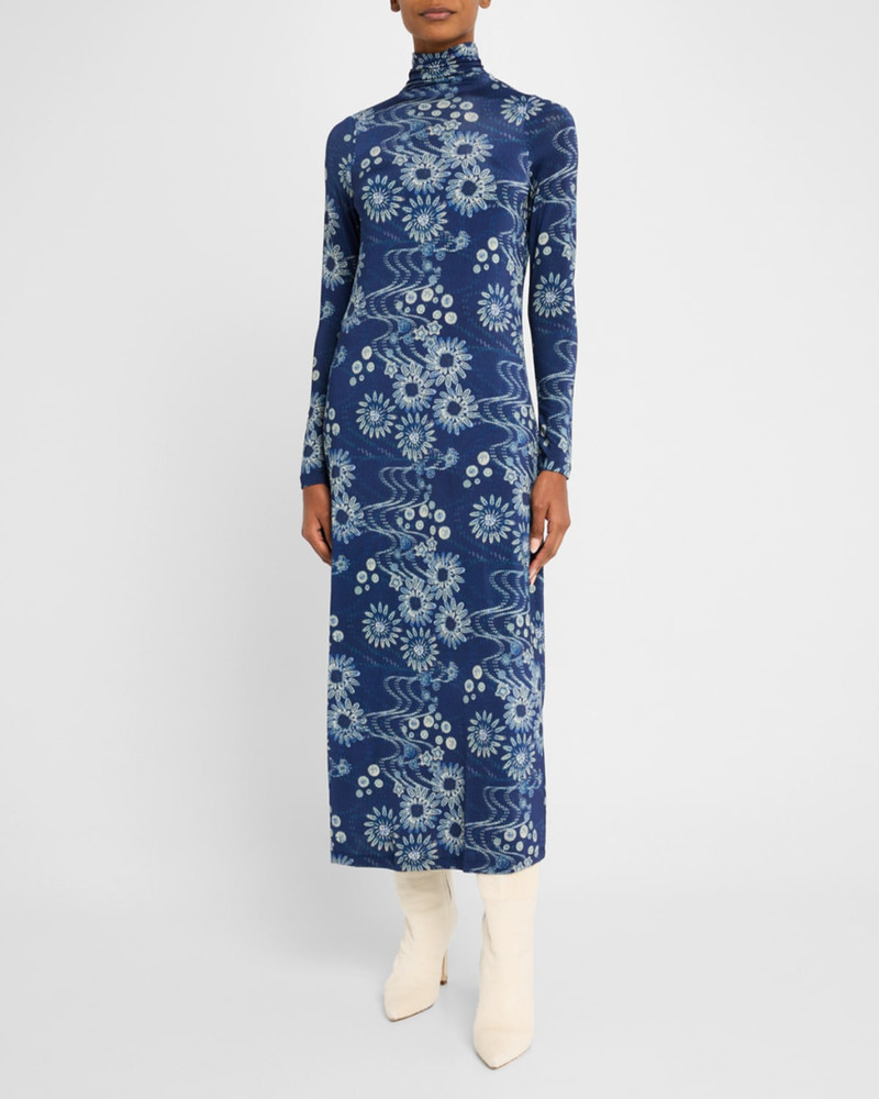 MARIE OLIVER Paxton Floral-Print Turtleneck Midi Dress outlook