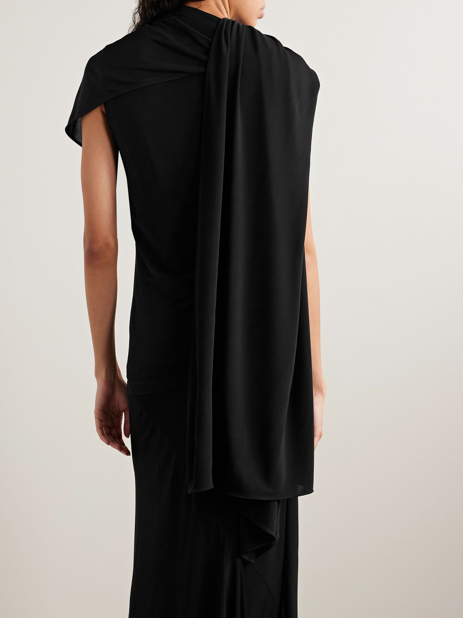 Isadra draped crepe-jersey top Black - 4