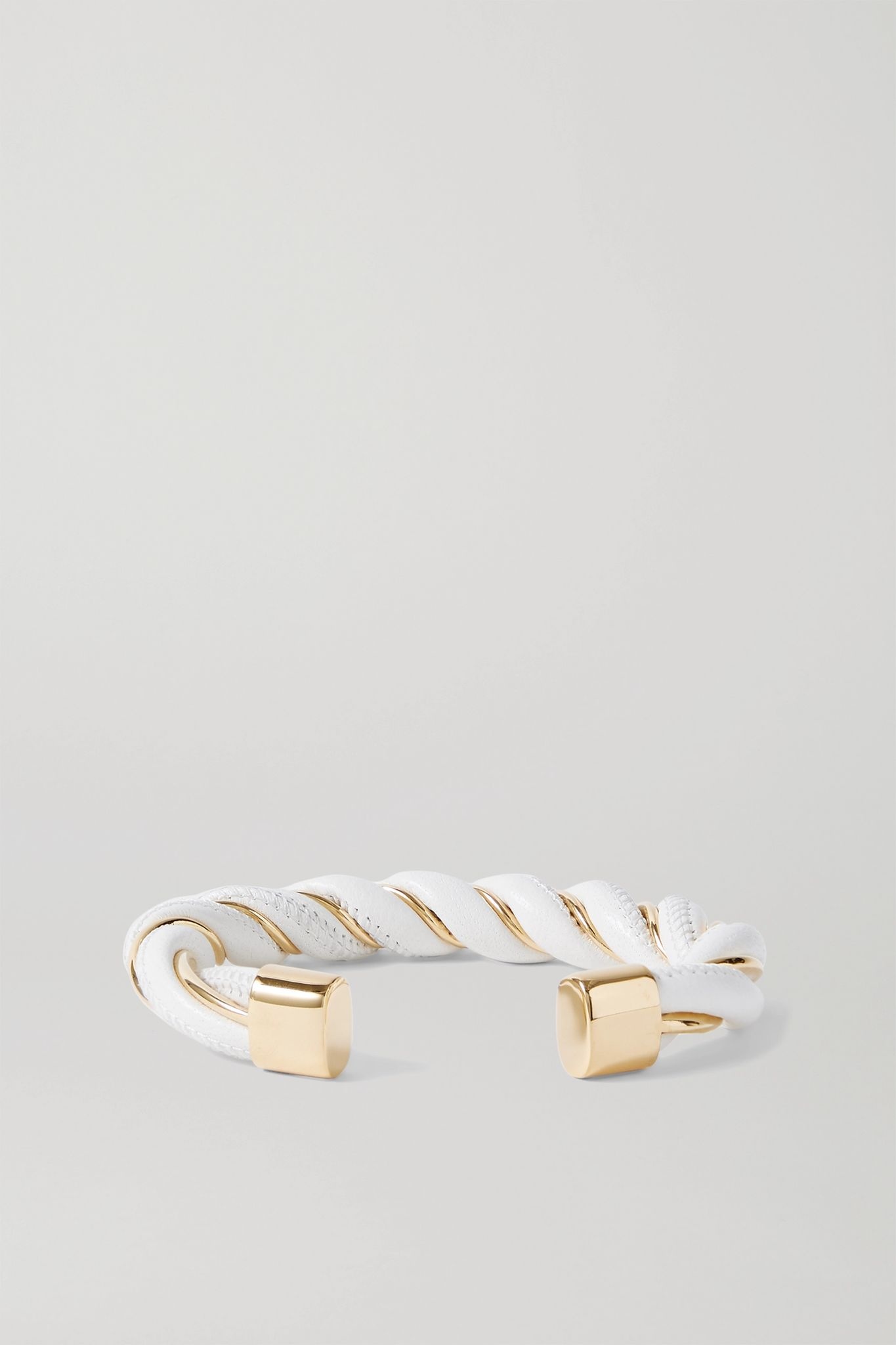 Gold-tone and leather cuff - 3