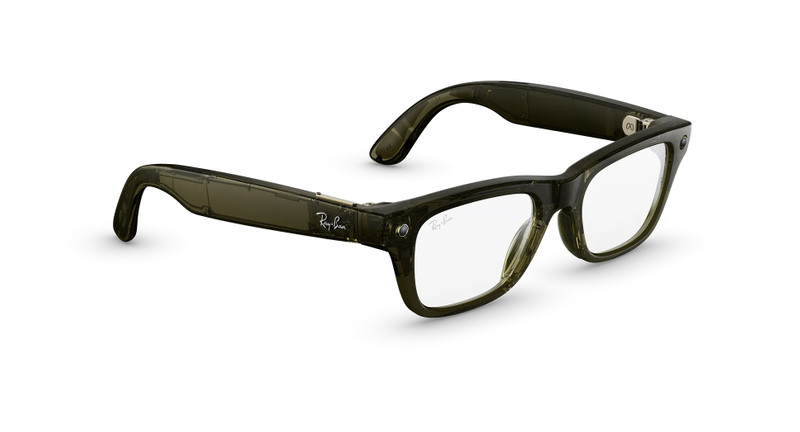 Ray-Ban Meta Blayzer Optics (Gen 2), Shiny Transparent Dark Olive, Clear Lenses 3