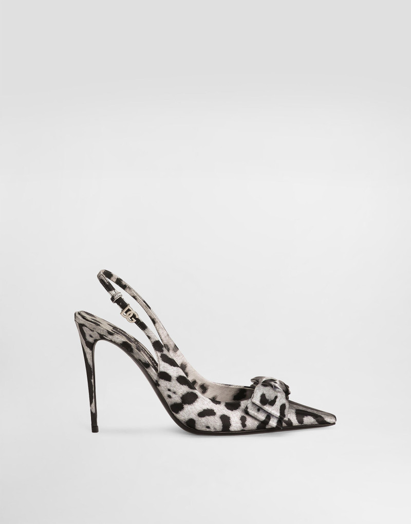 Leopard 인쇄 새틴 slingbacks 1