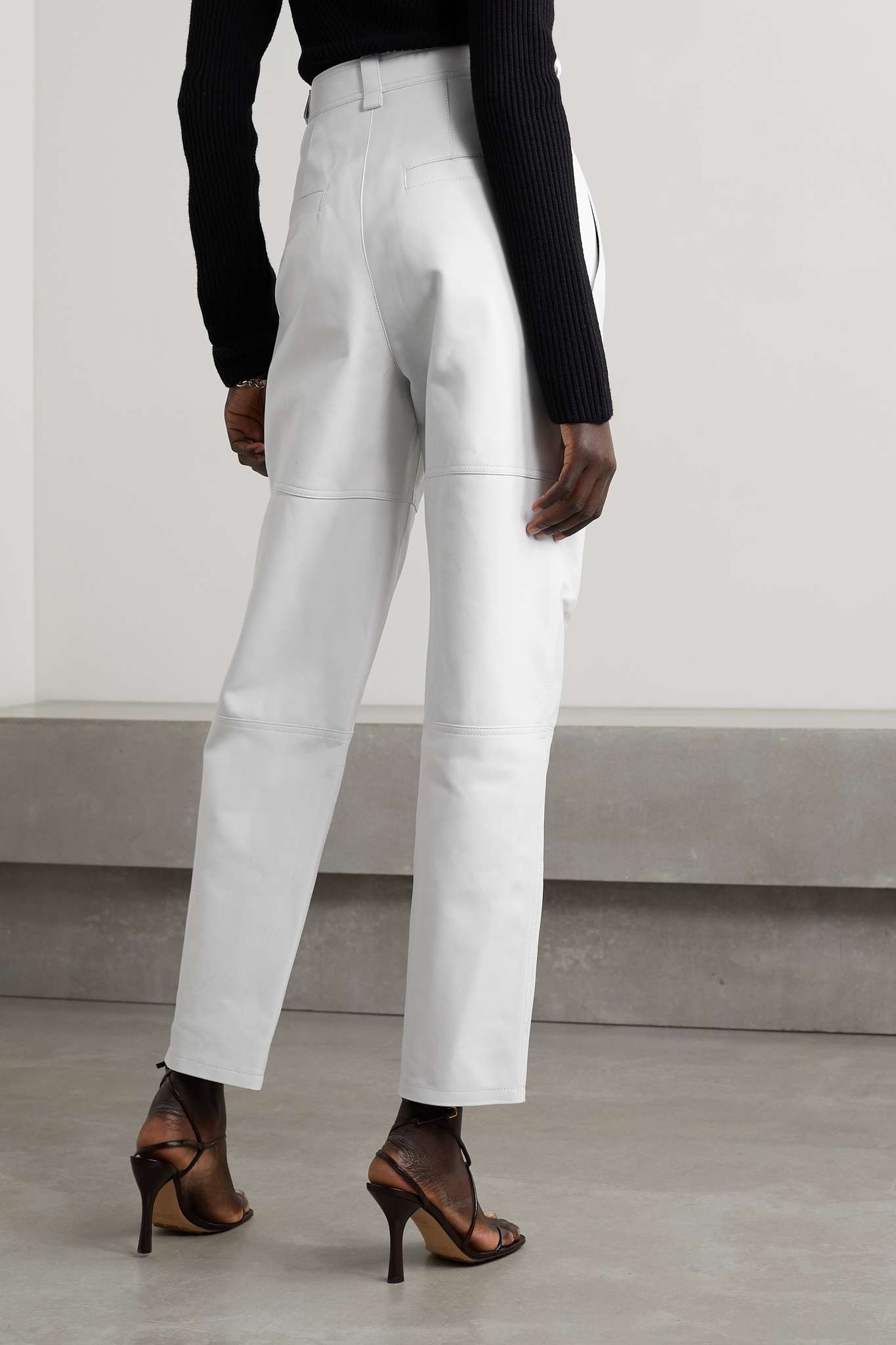 Paneled leather tapered pants - 3