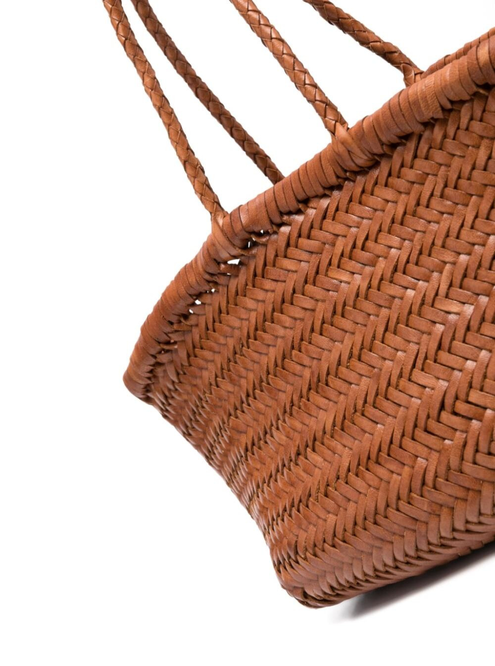 Dragon Diffusion Women 'Triple Jump' Tan Brown Small Tote Bag In Braided Leather Woman - 4