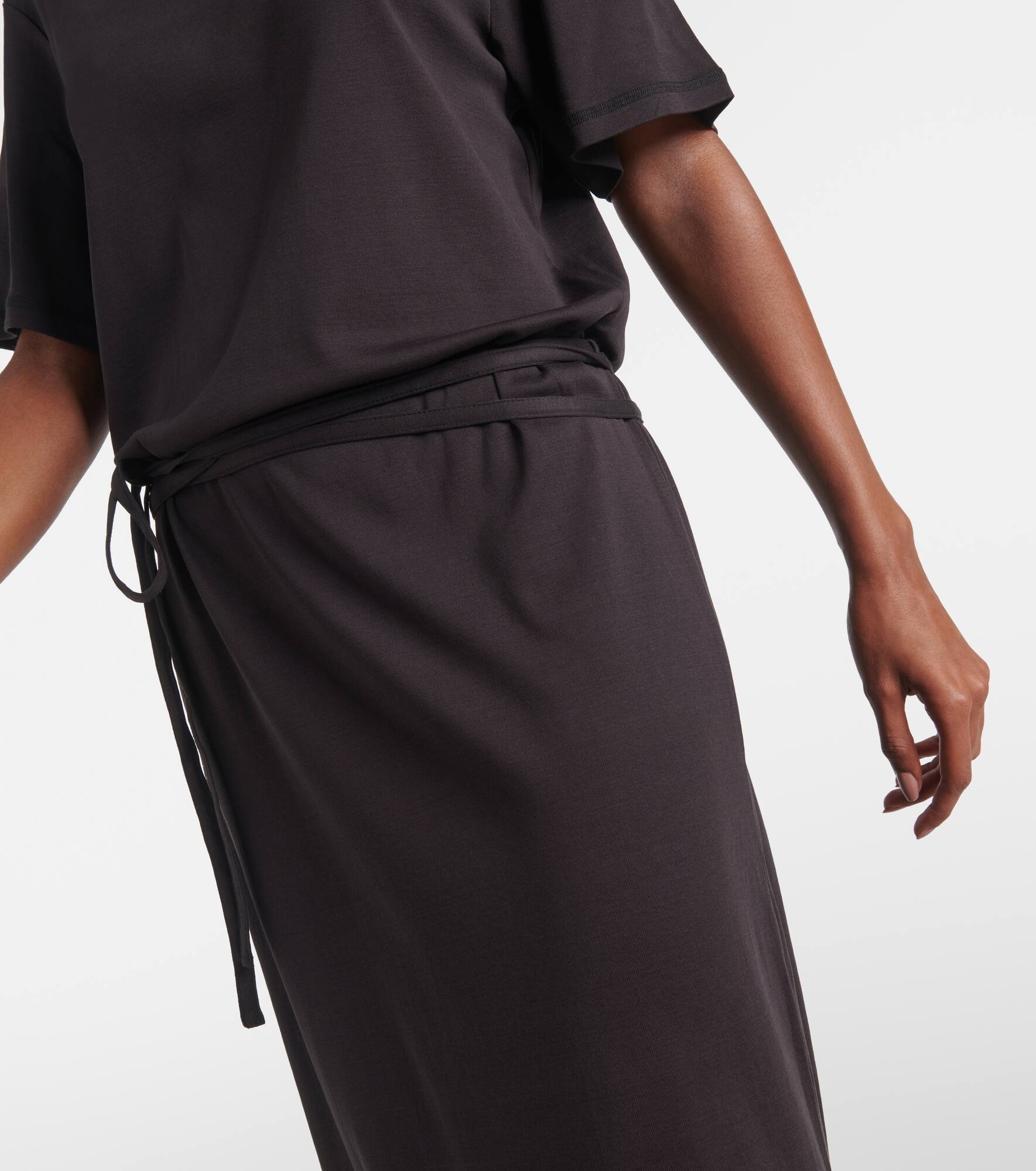 Belted cotton jersey midi dress - 5