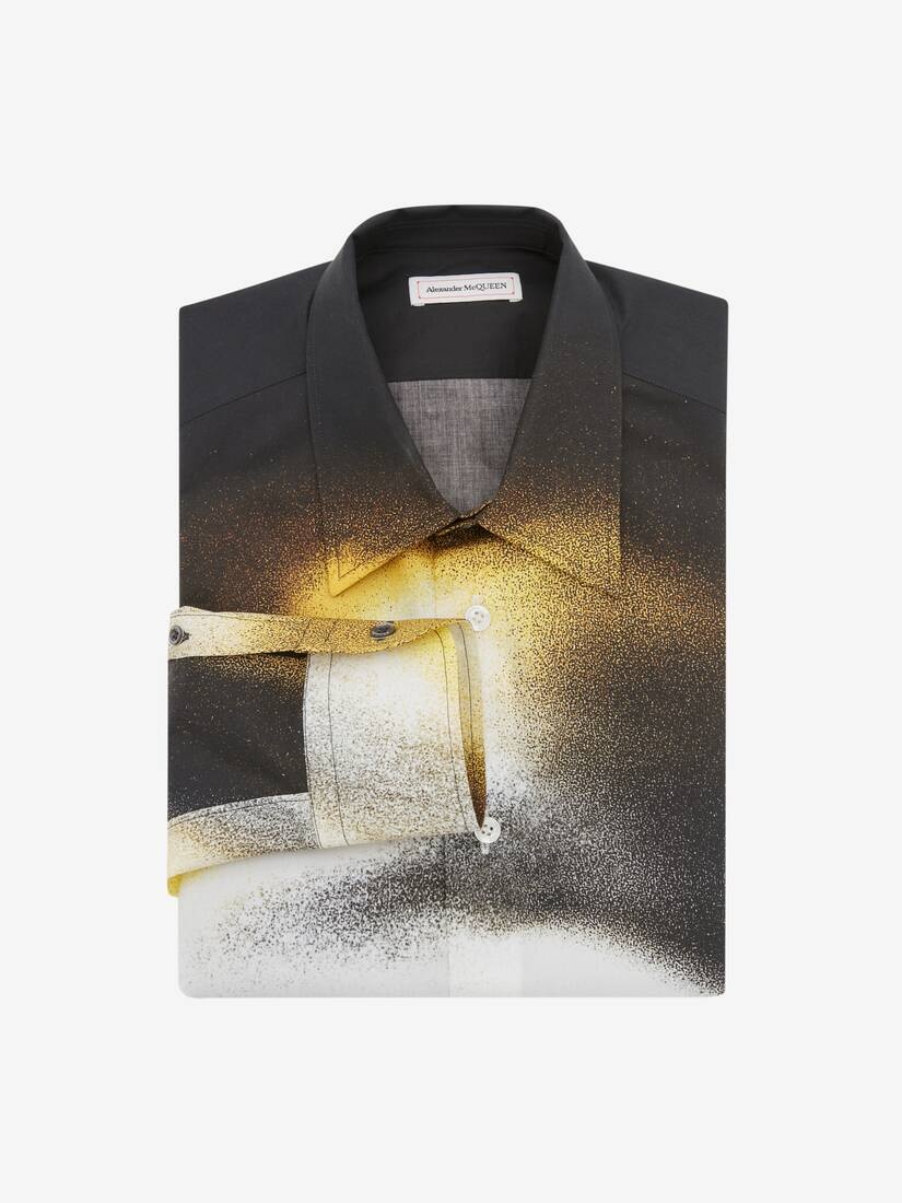Men's Cotton Poplin Silhouette Shirt in Black/pop Yellow - 5