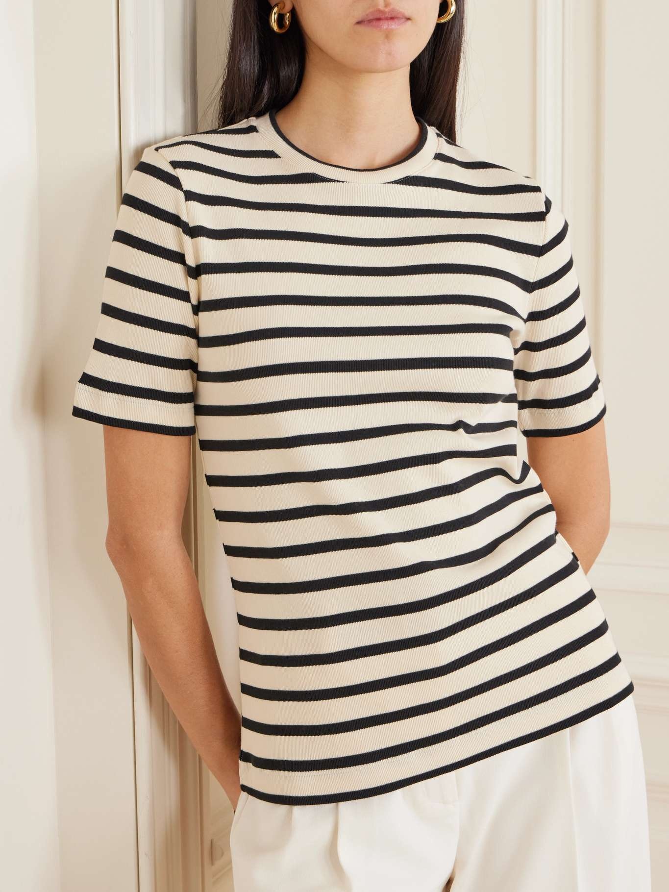 Appliquéd striped cotton-jersey T-shirt - 3