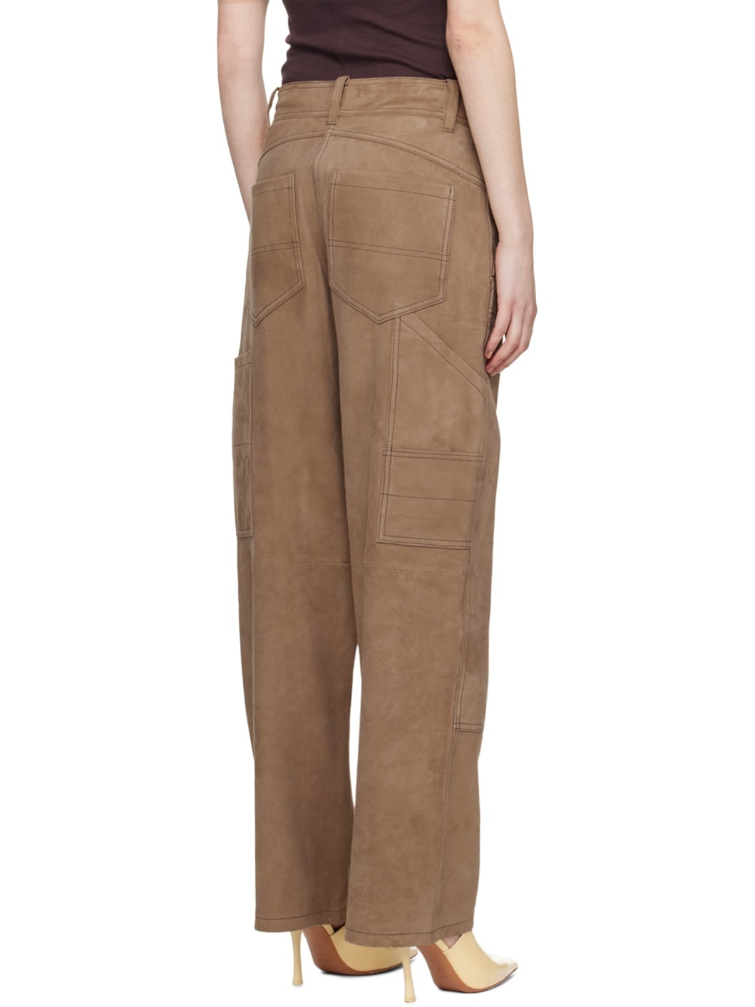 Tan Rosalia Suede Pants - 3