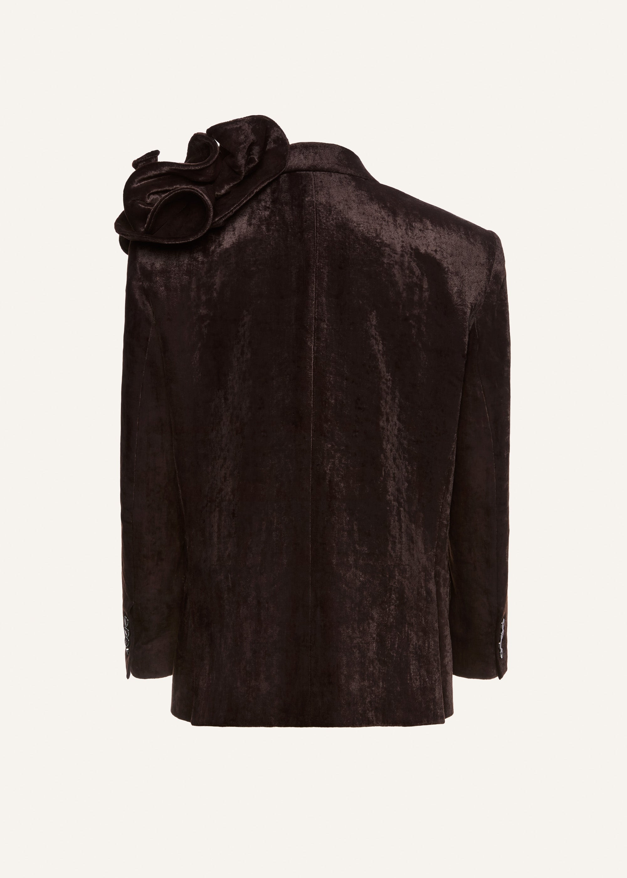 Velvet flower blazer in dark brown - 2