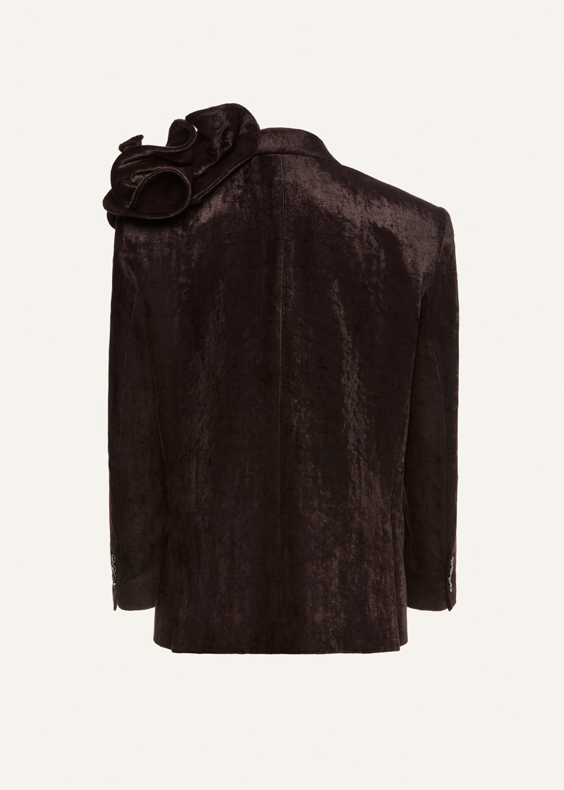 Velvet flower blazer in dark brown 2