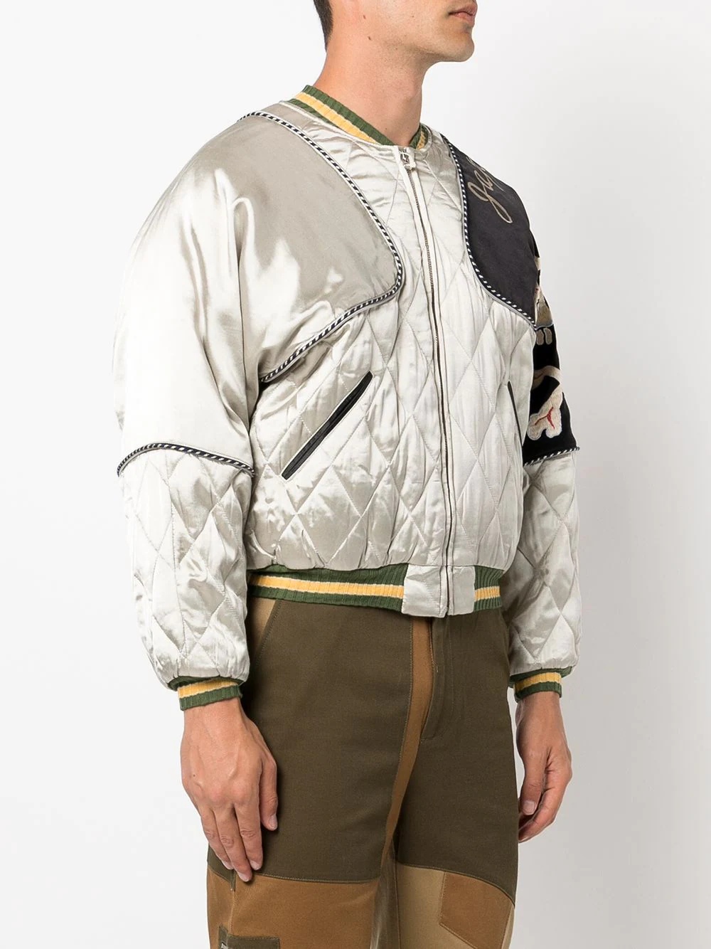 adaptable quilted patchwork bomber jacket - 3