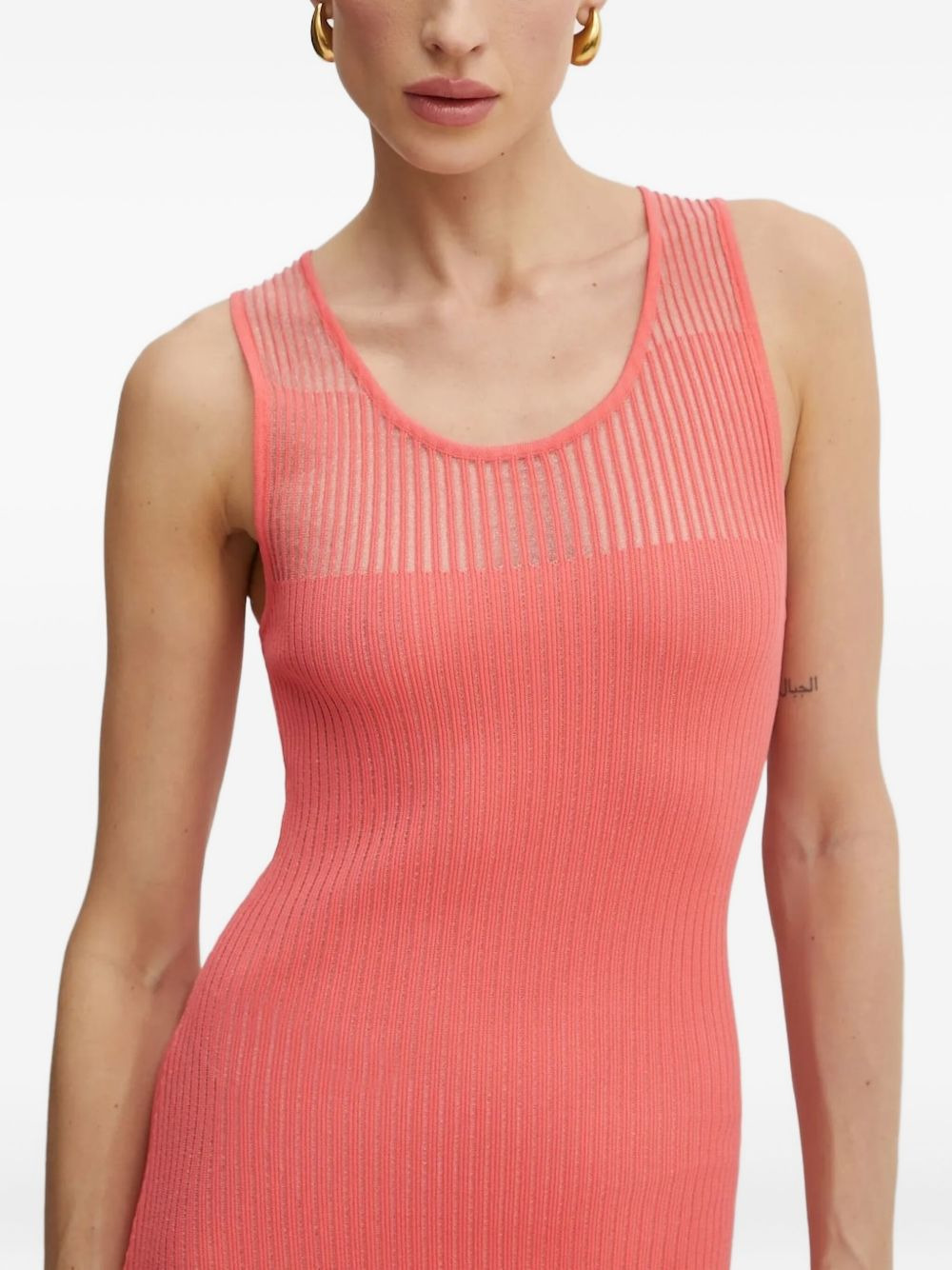 ribbed-pleated midi dress - 3