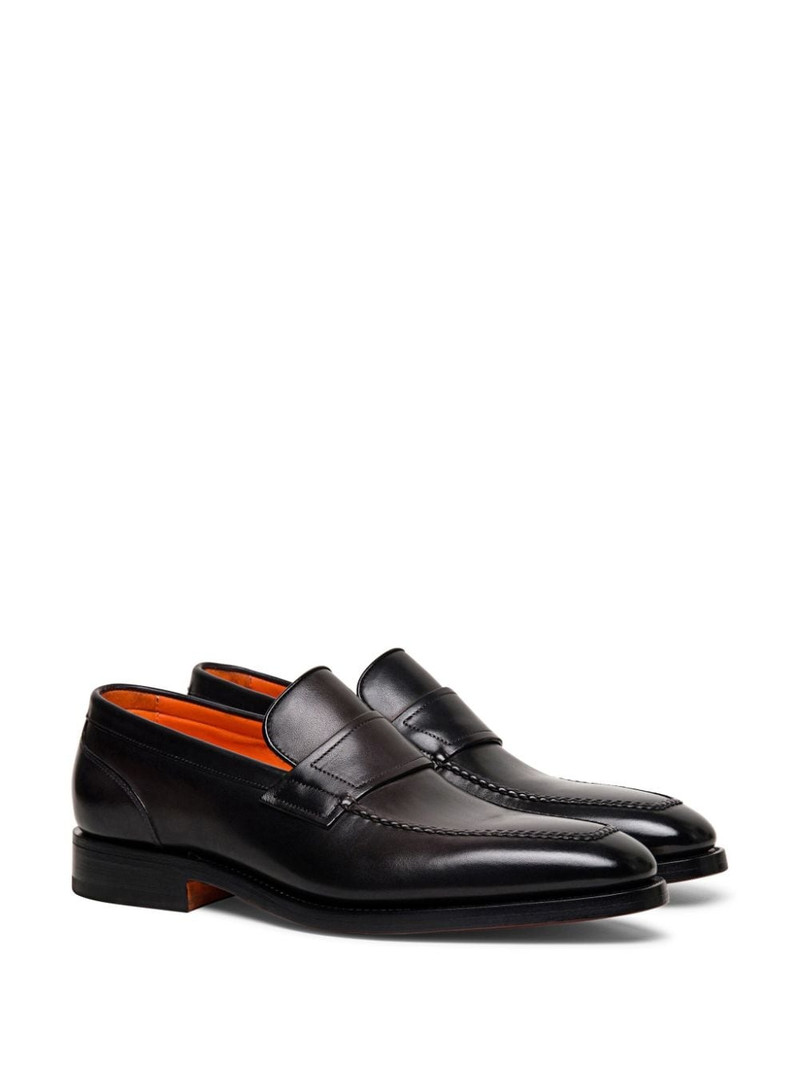 Santoni almond-toe leather penny loafers outlook