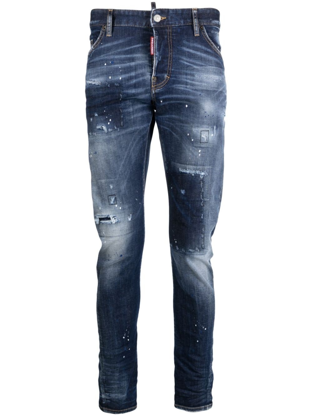 faded low-rise tapered jeans - 1