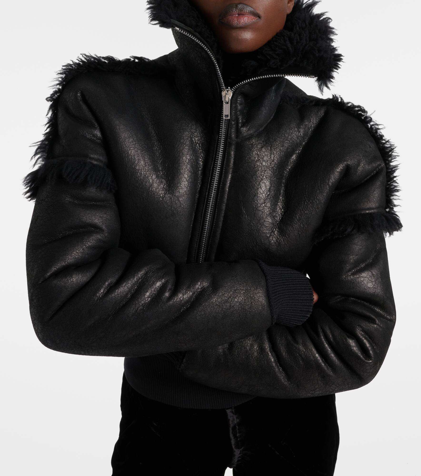 Flight cropped leather jacket - 5