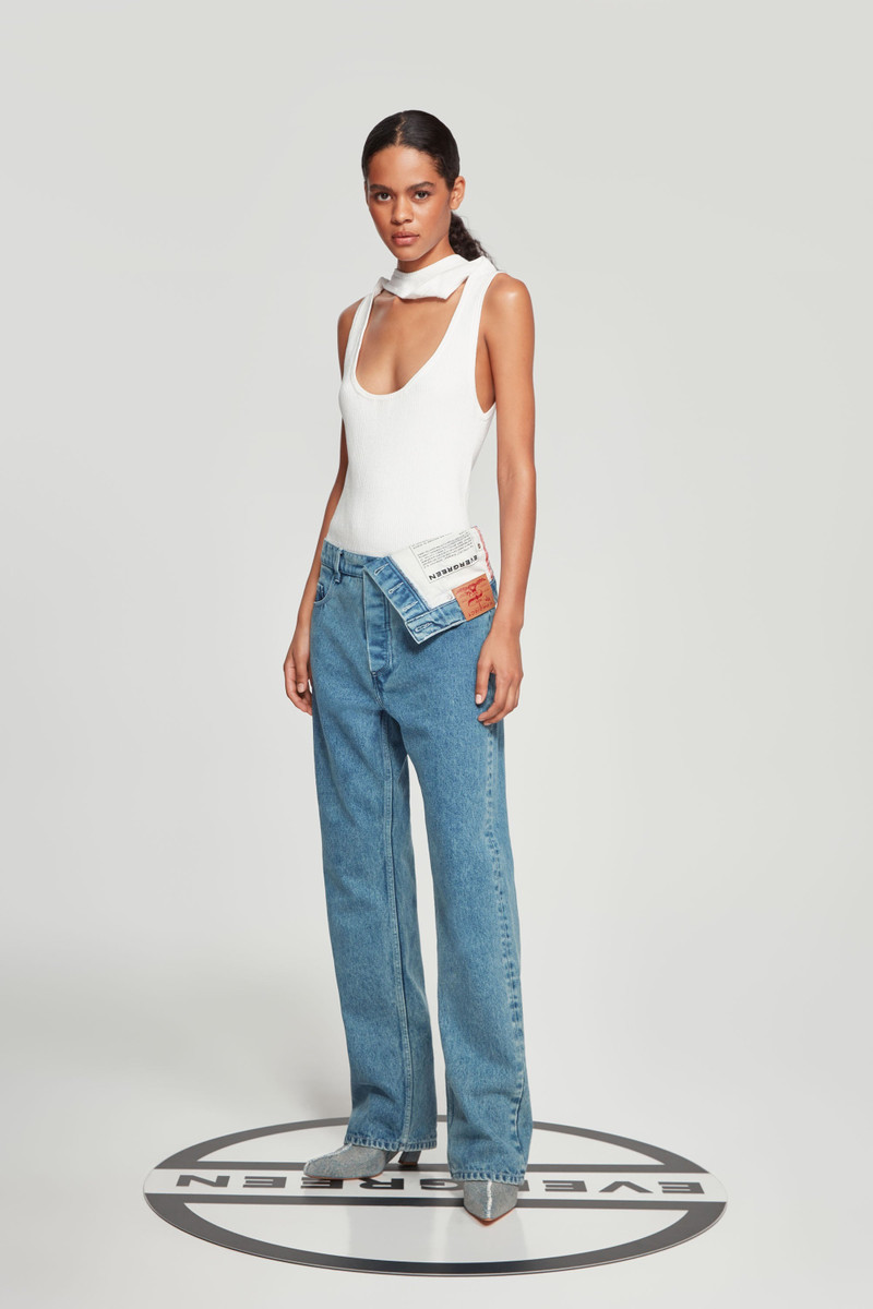 Classic Asymmetric Waist Jeans 5