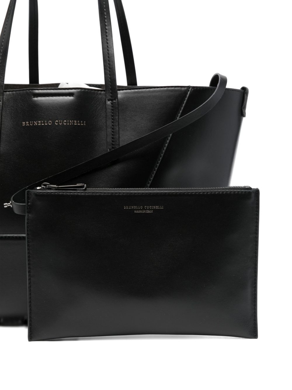 panelled leather tote bag - 4