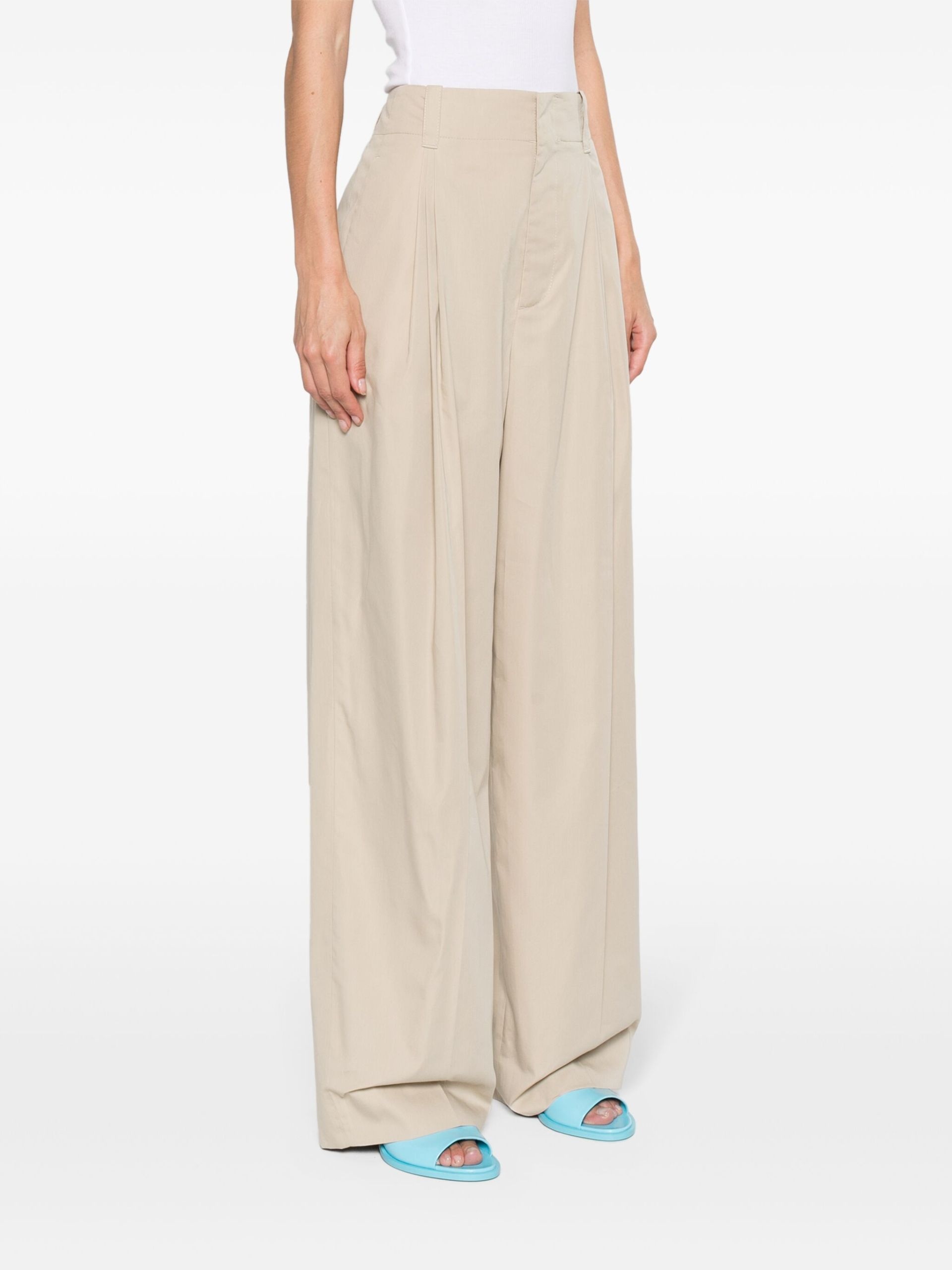Neutral Tailored Wide-Leg Trousers - 3