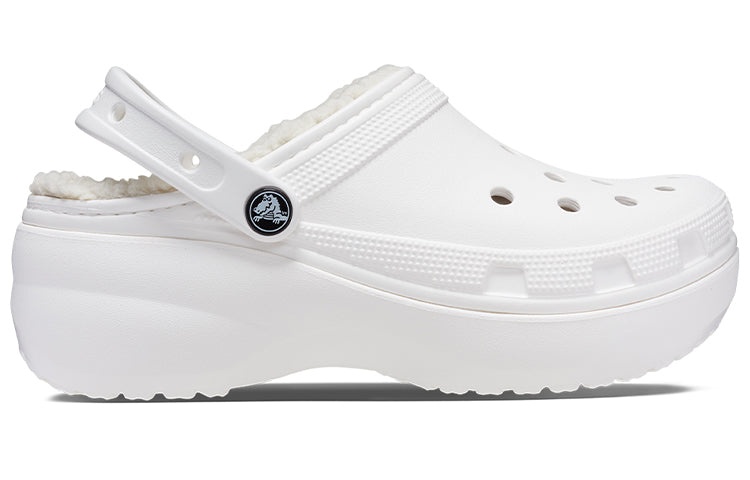 (WMNS) Crocs Classic Platform Lined Clogs 'White' 207938-100 - 2