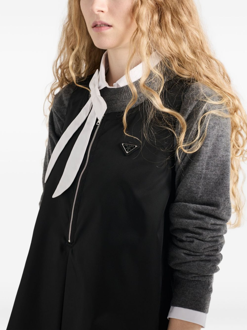 pleat-detail half-zip mini dress - 6