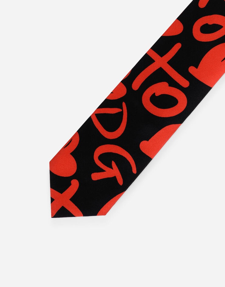 6-cm silk blade tie with DG heart print - 3