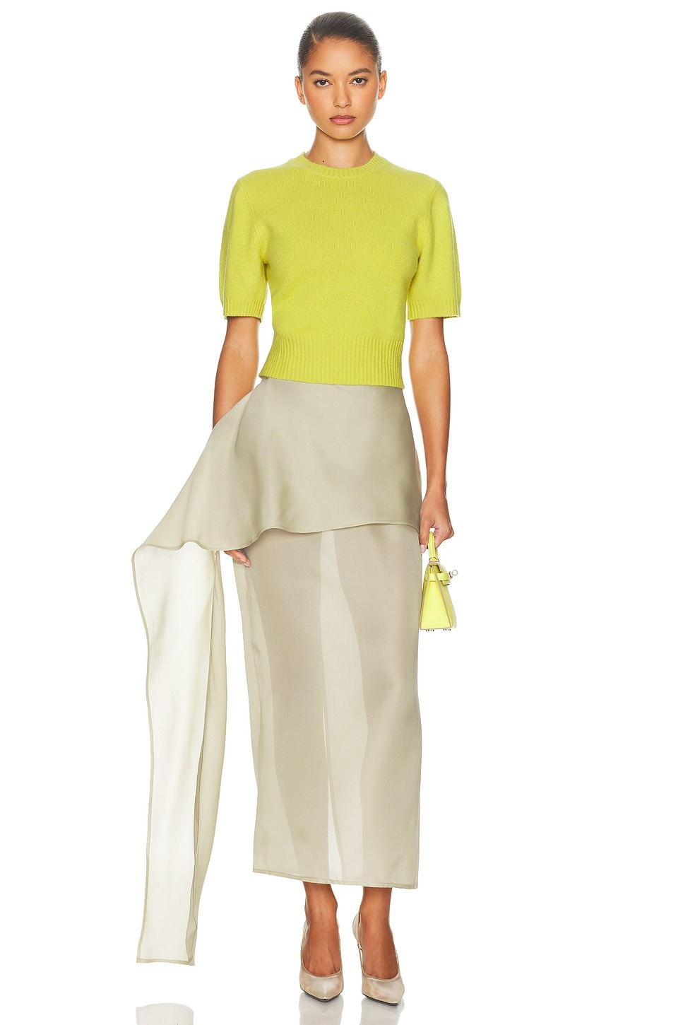 The Silk Gazar Skirt With Drape - 5