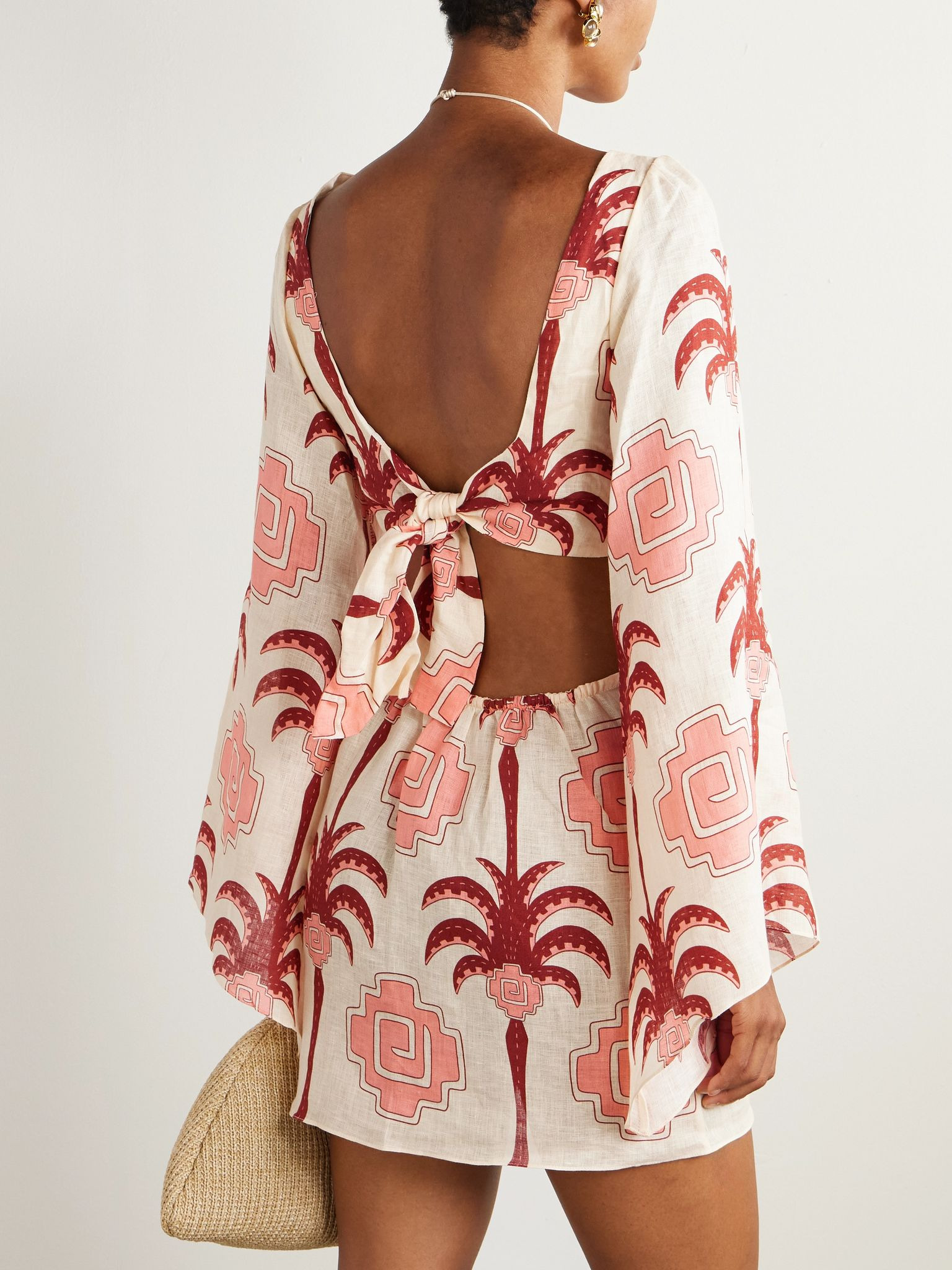 Wave After Wave cutout linen mini dress Multi - 3