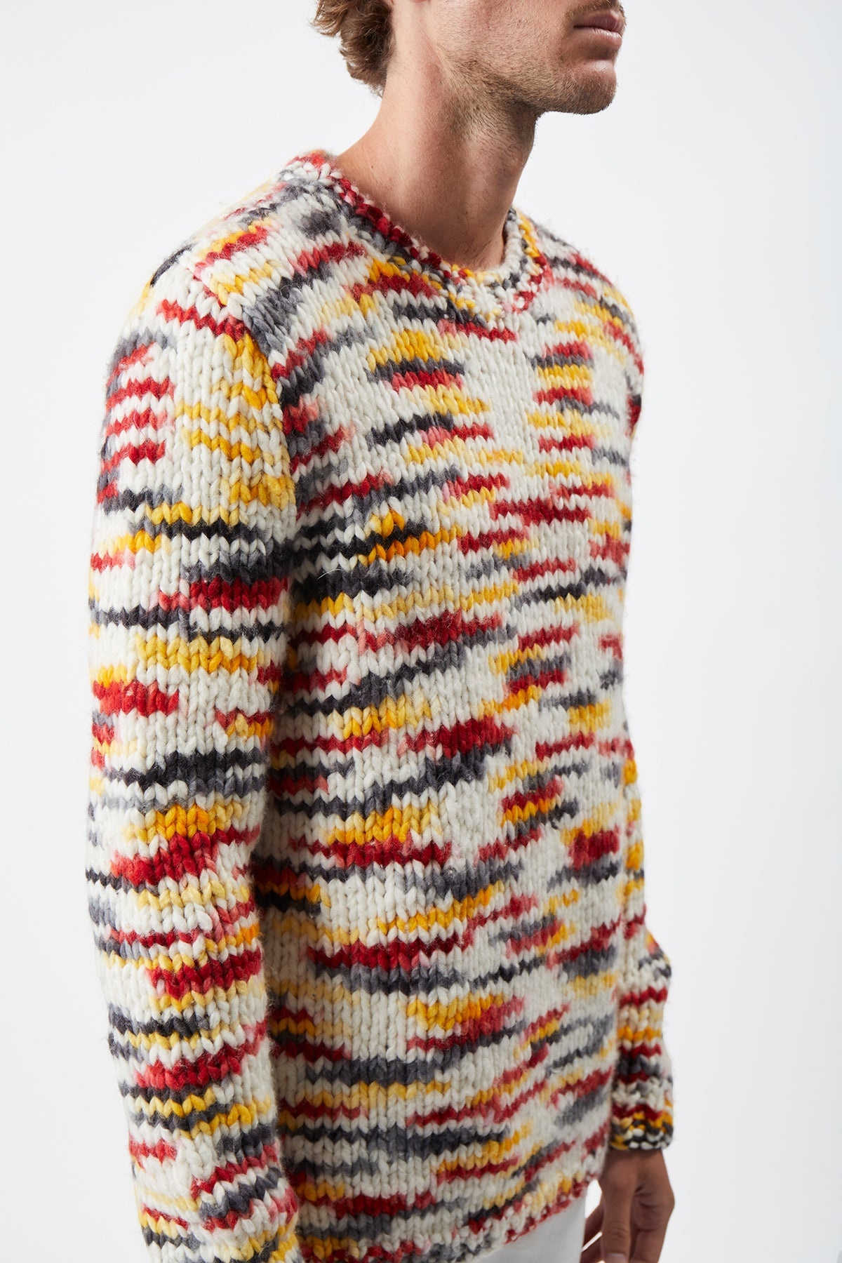 Lawrence Knit Sweater in Fire Multi Space Dye Welfat Cashmere - 5