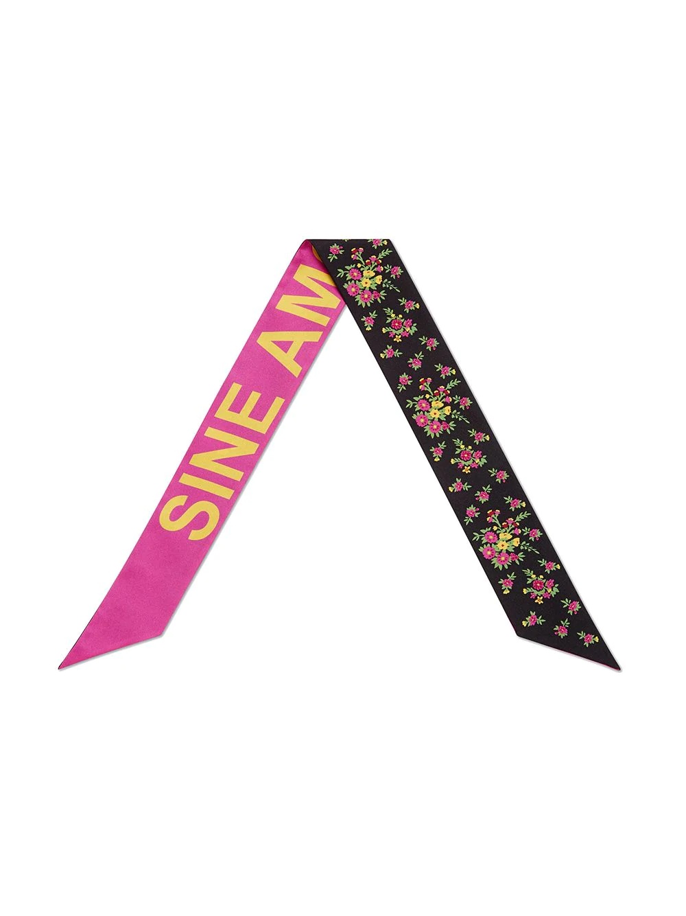 "Sine Amore Nihil" print silk neck bow - 4