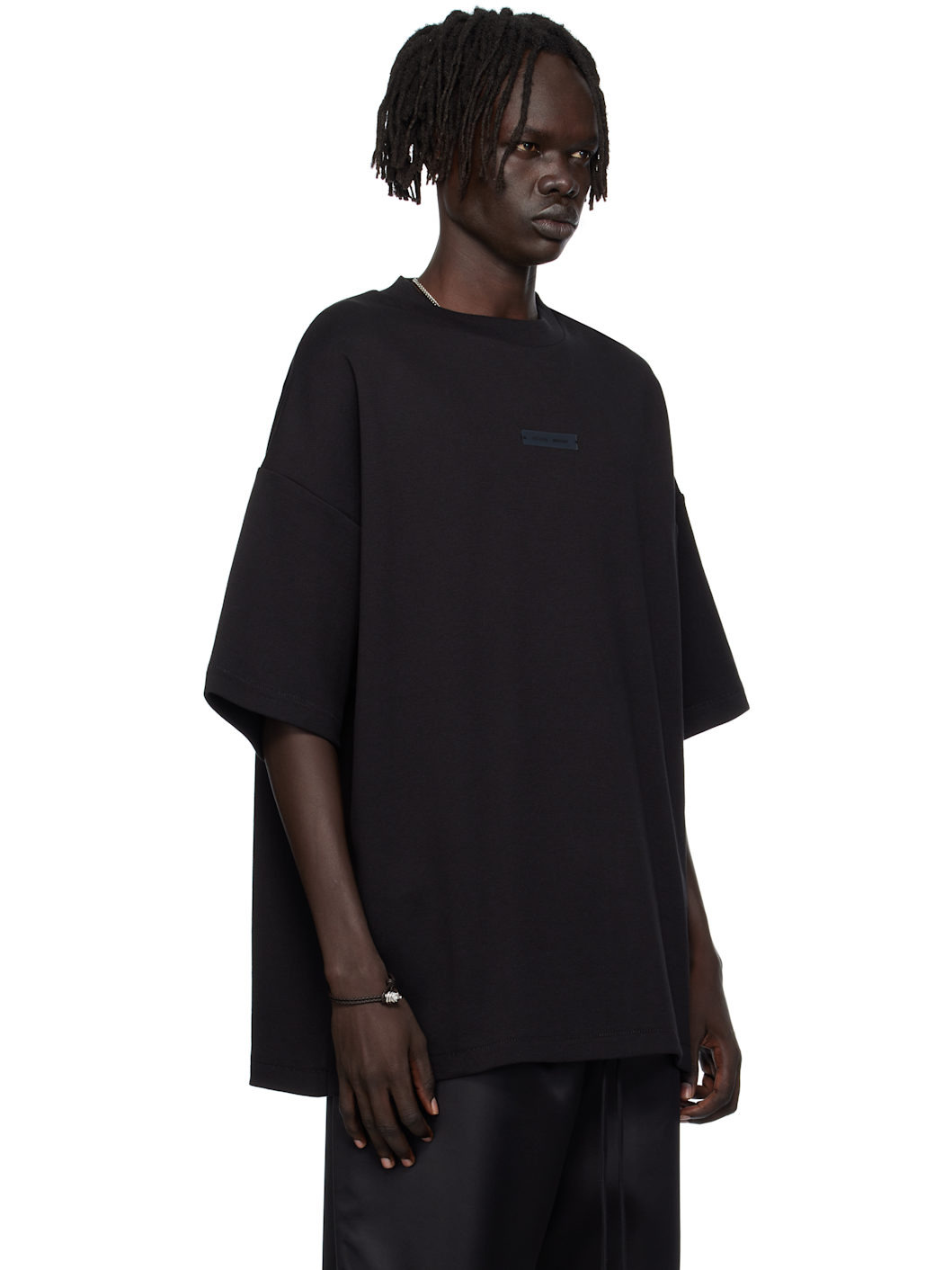 Black 90s Fit Piqué Crewneck T-shirt - 2