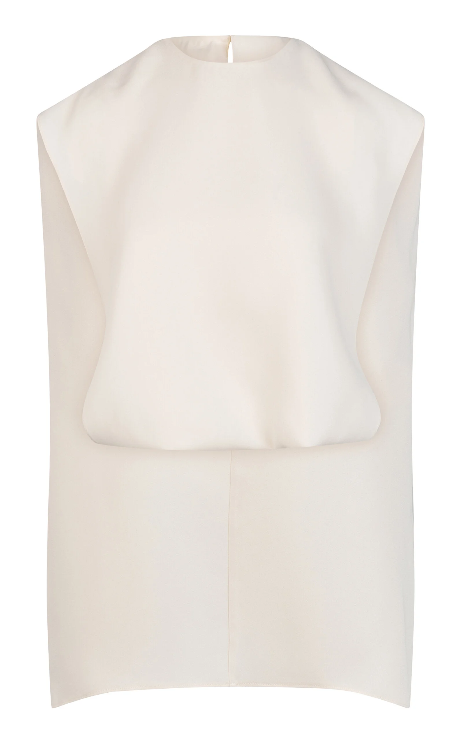 Athena Cape-Detailed Draped Silk Top ivory - 1