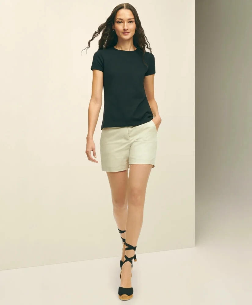 Stretch Cotton Twill Shorts - 1