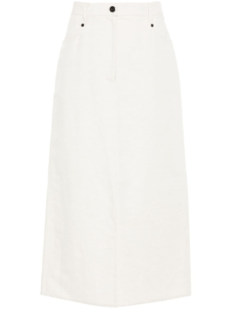 linen-blend straight skirt 1