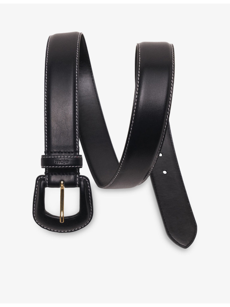 maje Contrast-Stitch Slim Leather Belt outlook