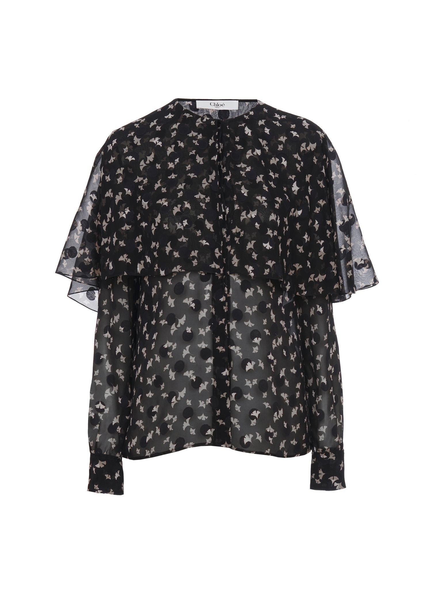 CAPE BLOUSE IN SILK SATIN JACQUARD - 1