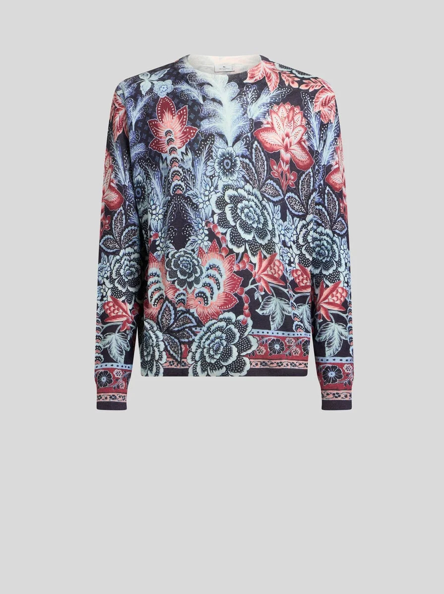 PRINTED SILK AND CASHMERE JUMPER - 1