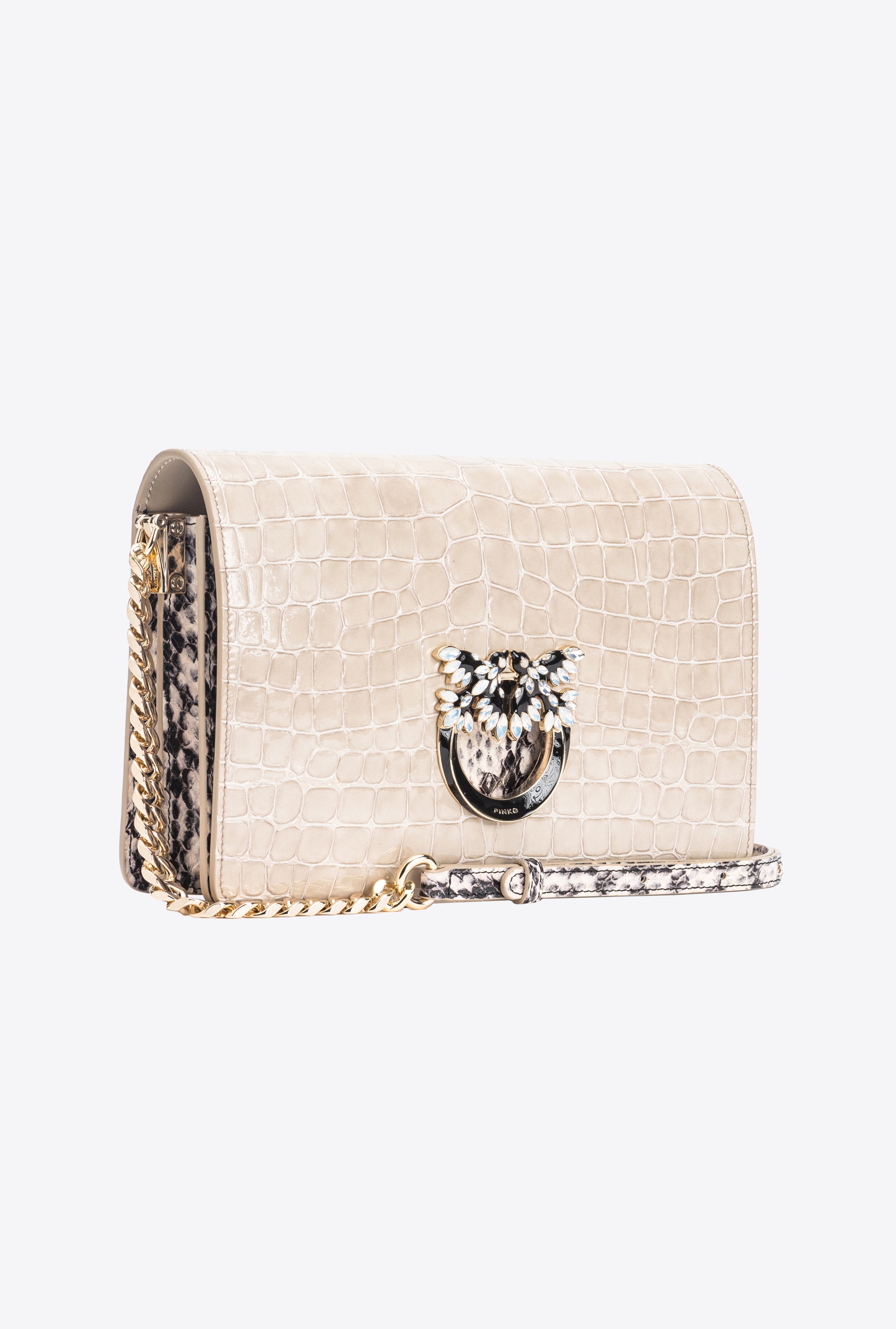 PINKO GALLERIA CLASSIC LOVE BAG CLICK IN CROCODILE- AND REPTILE-PRINT LEATHER - 3