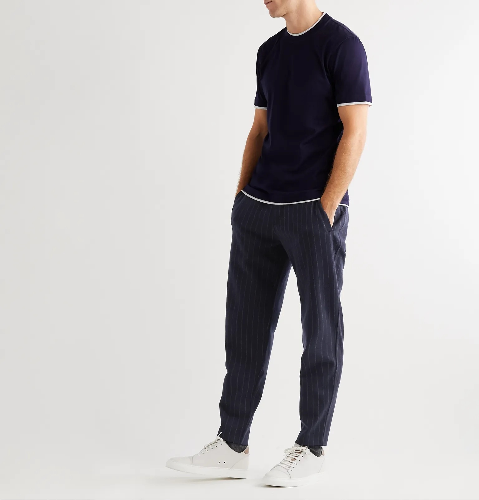 Pinstriped Cashmere and Cotton-Blend Sweatpants - 2