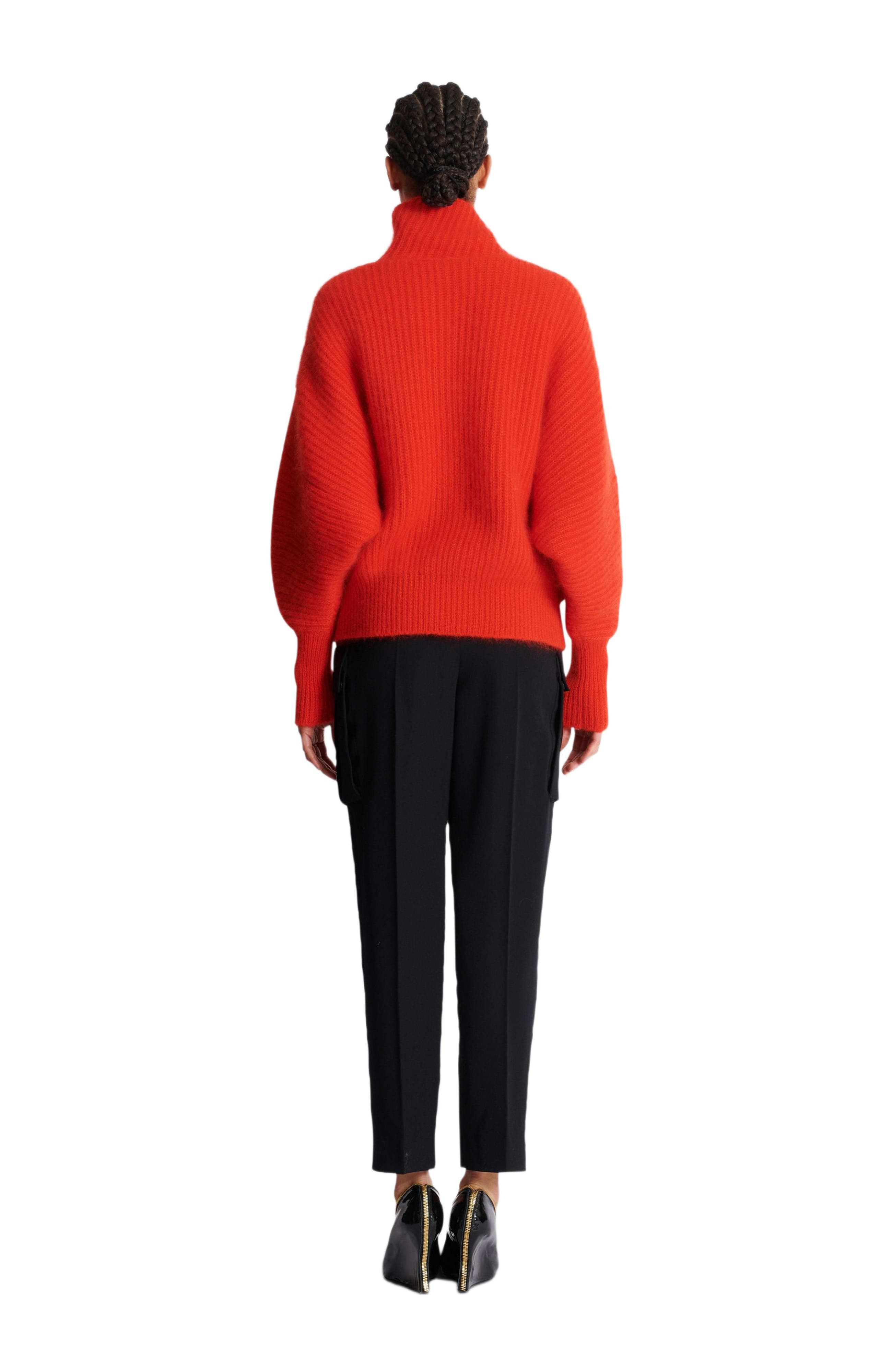 Balmain Mohair Knit Jumper With Collar Detail in Red at Nordstrom - 3