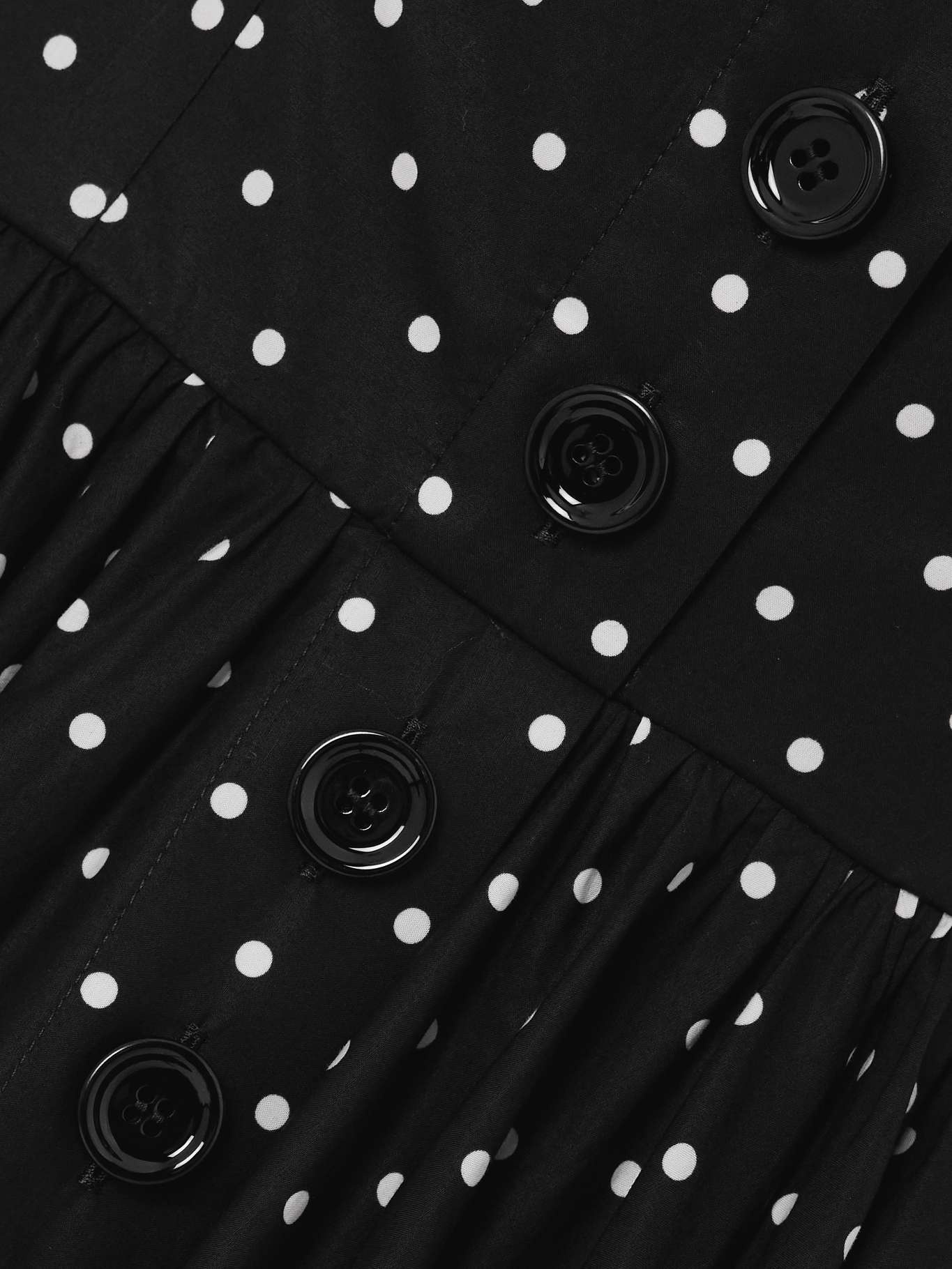 Gathered polka-dot cotton-poplin midi dress - 4