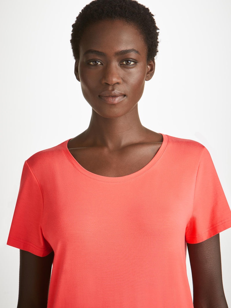 Women's T-Shirt Lara Micro Modal Stretch Coral - 5