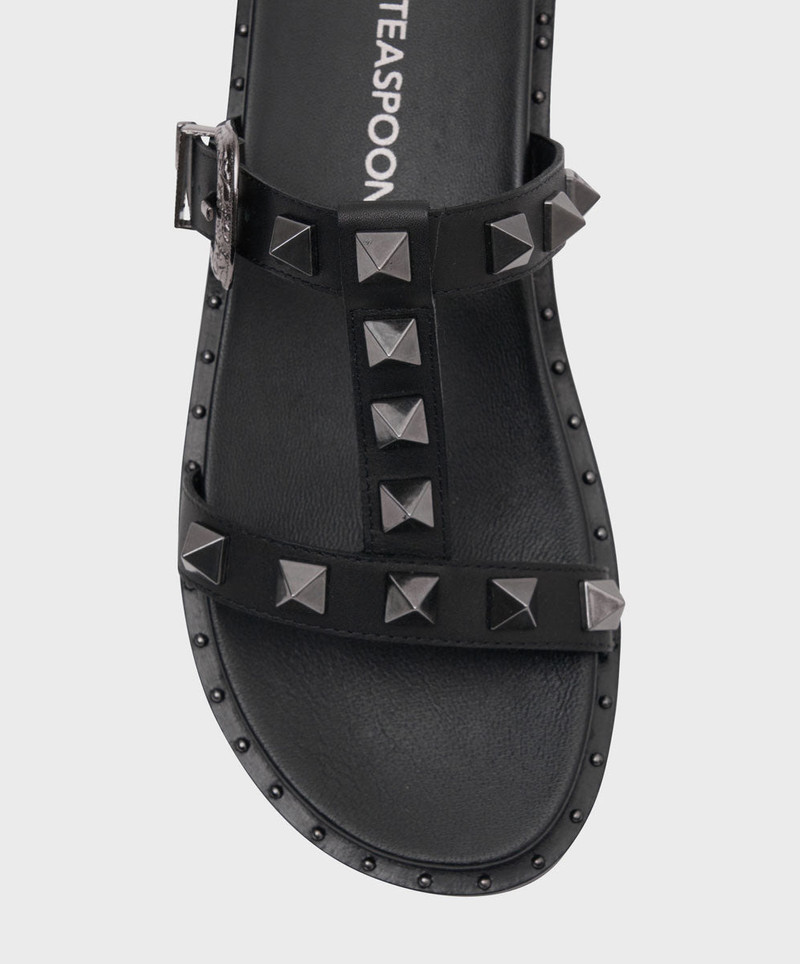 Studded Elise Slides - Black 4