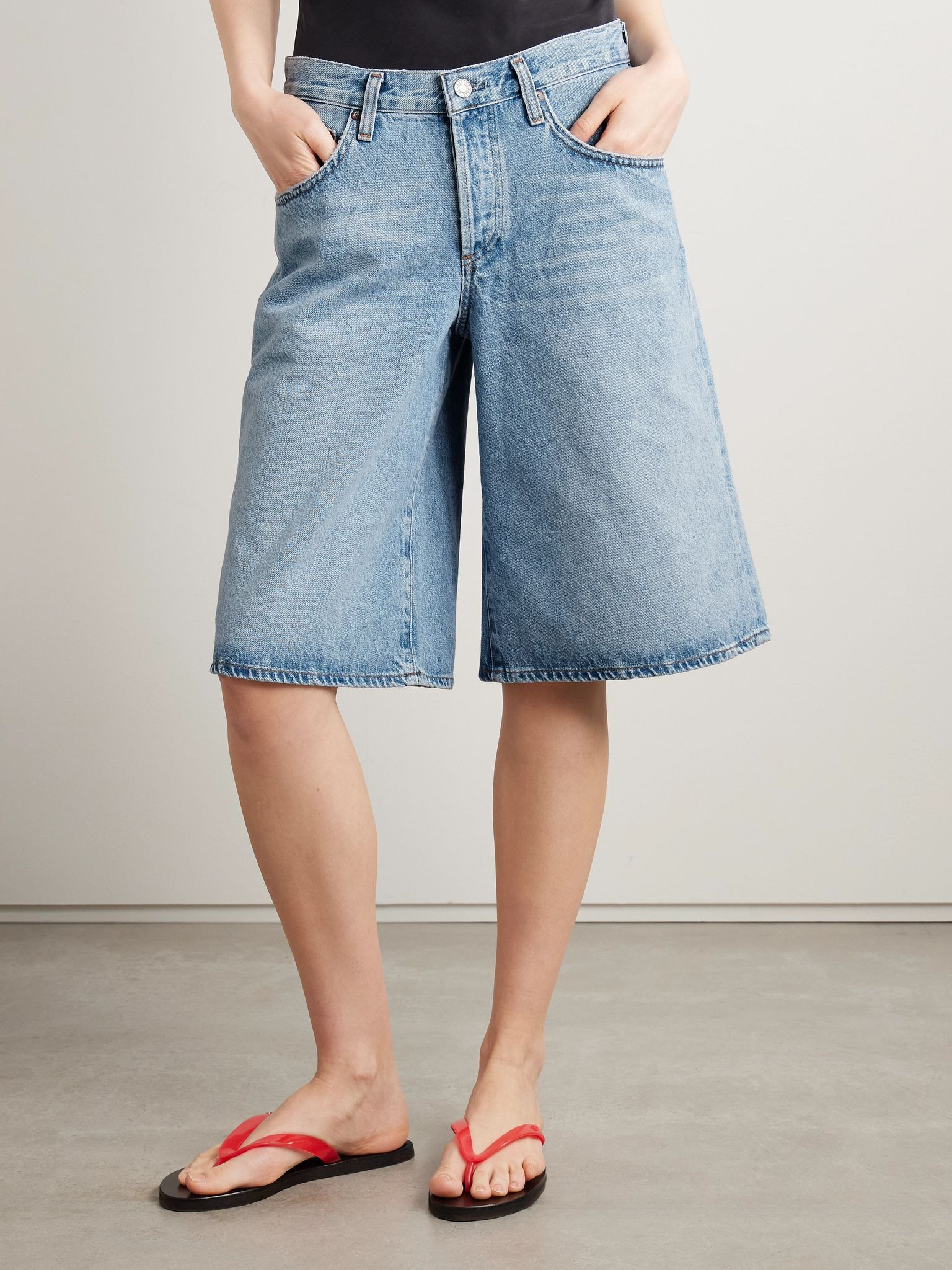 Baggy V-Waist denim shorts Light denim - 3