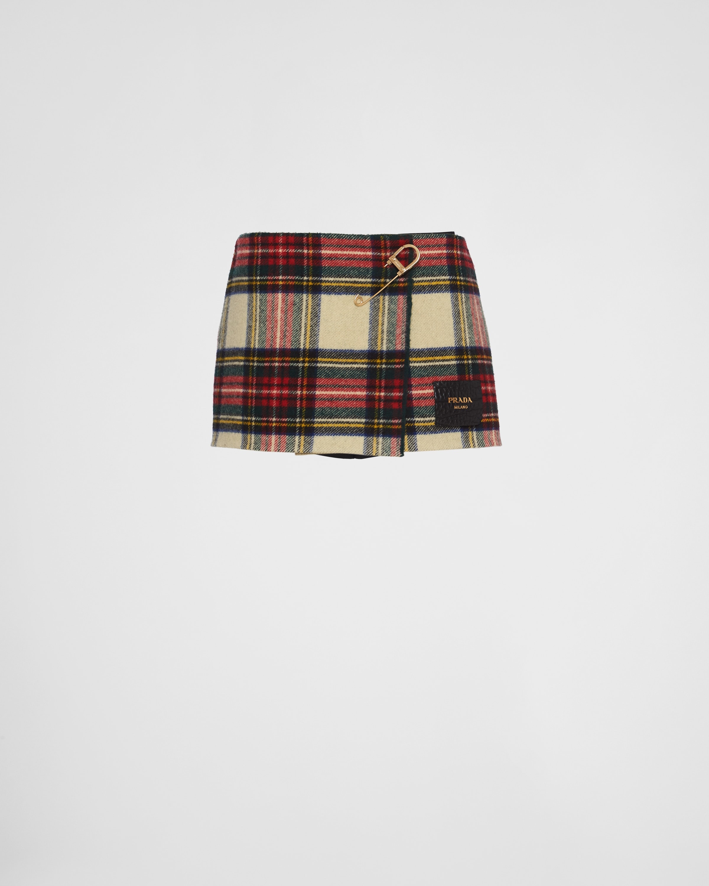 Plaid miniskirt with safety pin - 1