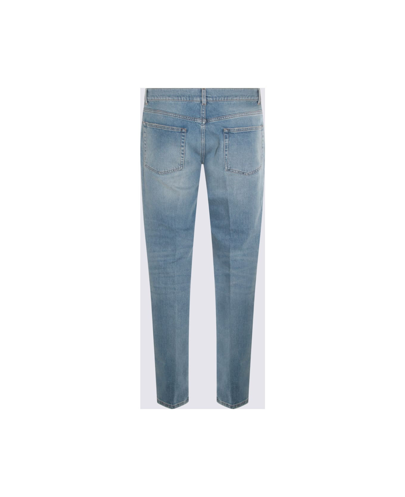 Light Blue Cotton Denim Jeans - 2