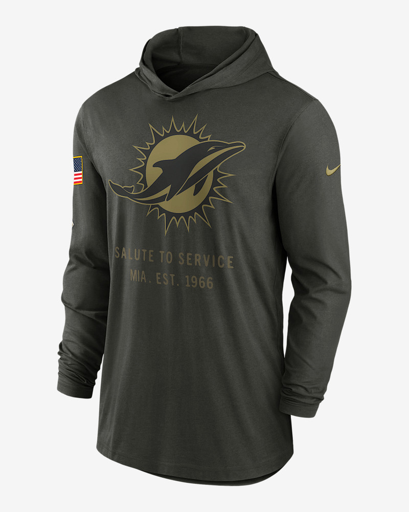 Miami Dolphins Salute to Service Sideline Men’s Nike Dri-FIT NFL Long-Sleeve Hooded Top 1
